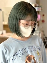 アヴァンス 京橋店(AVANCE)&nbsp;恐竜カラーで可愛さのあるグリーンボブスタイル@京橋