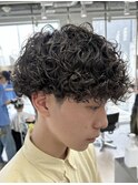 プードルパーマハードスパイラルパーママッシュメンズパーマ束感