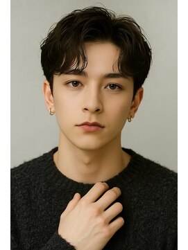 にもう ブルーブラック 韓国マッシュ フェザーパーマ ST27