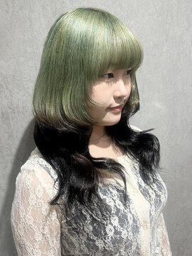 ラック(LUCK) ミントグリーンルーツ/船橋/くすみベージュ/細めハイライト