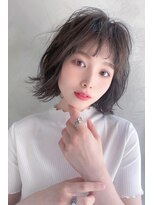 ヘアーズ ベリー 久留米店(hairs BERRY)&nbsp;BERRY/グレージュカラー/斜めバング/美髪/ミディ/春夏