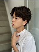 センターパート/波巻きツイストスパイラルメンズカットパーマ