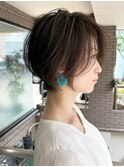 斜めバング グレージュカラー シルキーベージュ マッシュパーマ