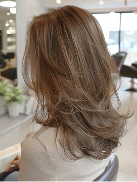ペグ(Peg) レイヤーカット+明るく隠す白髪染め/髪質改善/仙台駅前
