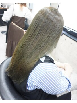 ヘアテリア リュウ 大塚(hair teria ryu) ロングレイヤー/ブリーチなしカラー/オリーブブラウン
