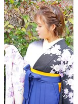 ヴァンクシー バイ ルナ(VANKCY by Luna) 着物ヘア ピンクベージュ ヘアセット 袴 卒業式 登戸 向ケ丘遊園