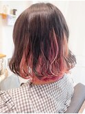 20代30代ハイライトバレイヤージュピンクブラウン立体感透け感