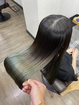 アンフィサンクミル 銀座(AnFye cinq mille) ブリーチ毛の方を高難易度ジュエリーシステム縮毛矯正で艶髪