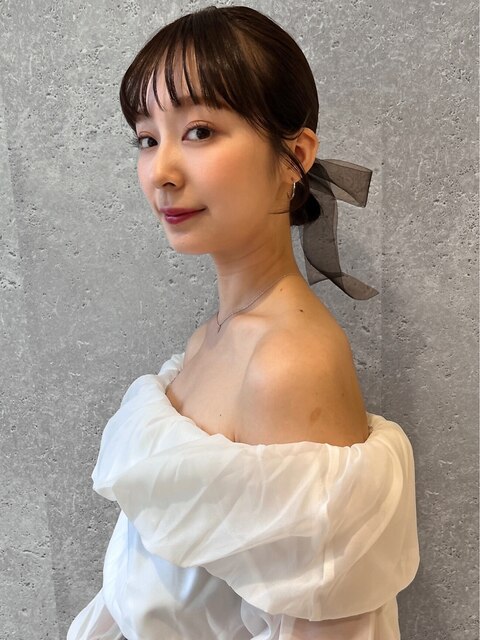 三軒茶屋_レディース_セミロング_ヘアアレンジ_ヘアセット_モテ