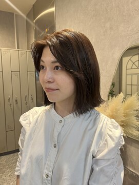 クラッチムク 博多口(CLUTCH muk.) 切りっぱなしミニボブ / オリーブベージュ