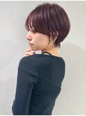 前髪あり耳掛け丸みくびれショートボブ20代30代40代50代（蘭）