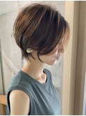 新宿小顔ショートボブ/丸みショート/白髪ぼかし/ハイライト