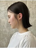 栄黒髪垢抜け外ハネシルエット切りっぱなしボブヘア　