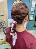流行スカーフ編みおろしヘアセット