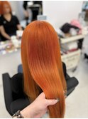 オレンジ ブリーチ ハイトーン レイヤーカット 梅田 大阪