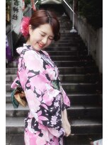 ディー(dee)&nbsp;dee 浴衣2015(ブラック×ピンク)