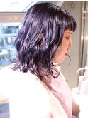 ミディアムスタイル パープルアッシュ ダブルカラー
