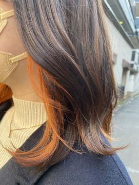 フラット 千葉(Flat.) インナーカラー×オレンジ