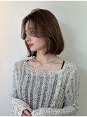 韓国ボブタンバルモリ小顔顔周りレイヤーオリーブベージュカラー