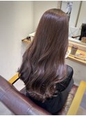 ラベンダーピンク　暖色カラー　艶カラー　ブリーチなしWカラー