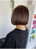髪質改善ヘアカラー/佐賀/ぱっつんボブ/重め