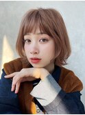 ブリーチ無しレイヤーカット透明感カラーくびれボブ20代