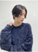 丸みショートシースルーバングくびれボブマッシュショート