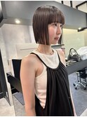 髪質改善/切りっぱなしボブ/縮毛矯正/地下風カラー