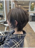 ショートウルフアッシュベージュインナーブルー【高綱】