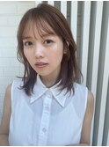 大人かわいい小顔シースルー前髪/まろやかピンクベージュ