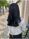 ネイビーブラック韓国風ゆる巻きロング赤羽美容室