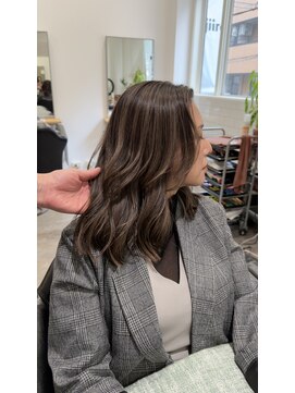 白髪ぼかしハイライトマロンベージュ