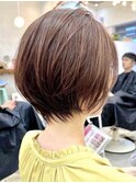 20代30代40代50代丸みショートボブミルクティーベージュ