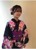編み込みサイドシニョン