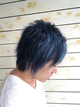 ソンリエ(SONRiE) ショートアシンメトリーブルーメッシュ