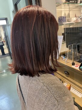 コワファーストナガサキシャンプーボーイ(COIFF1RST NAGASAKI SHAMPOO BOY) ぱつっとボブ×ピンクブラウン【コワファースト長崎】