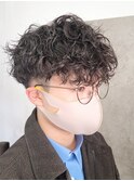 無造作刈り上げマッシュツイストスパイラルパーマツーブロック