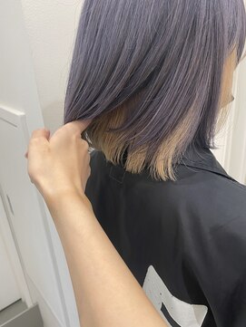 ルスキニア(Luscinia) <Lusciniaみなみ>ラベンダーカラー×インナーカラー×ボブ
