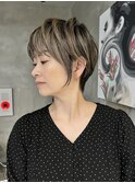 ハイライト 大人ボブ レイヤーボブ バレイヤージュ ショート