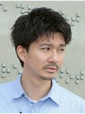 横浜/ルーズパーマ/ショートセンターパート30代