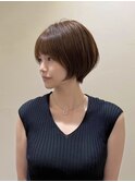 ショートボブ髪型20代30代40代50代60代前髪あり丸顔小顔自由が丘