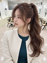 モト 船橋(moto)&nbsp;韓国アイドル高めポニーテール顔周り艶髪ココアブラウン船橋