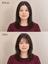 aptas 青山/表参道 白髪染め/白髪ぼかしハイライト/ボリュームアップエクステ&nbsp;40代の大人前髪ストレートミディアム｜表参道・青山