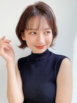 小顔前髪Aラインボブイヤリングカラーかきあげマロンベージュ♪