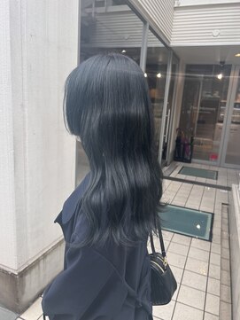 アソビ 表参道(ASOBI) ブリーチなしダブルカラー ブルーブラック 透明感