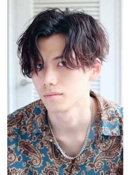 メンズカット バイ ソイクフ(メンズカット by SOY-KUFU) MEN’SHAIRセンターパート波巻きパーマヘア