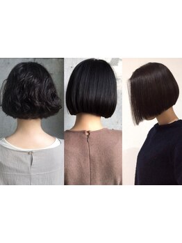 乾かすだけで決まるボブ。朝忙しい時間でもスタイリングが楽ちん。