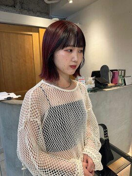 テトラ バイ ネオリーブ 横浜西口店(tetra by neolive) 前髪ローライト　チェリーレッド