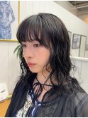 くしゃっとミディアムパーマ