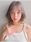 レイヤーカットくびれヘア斜めバング外ハネボブ結べるボブ